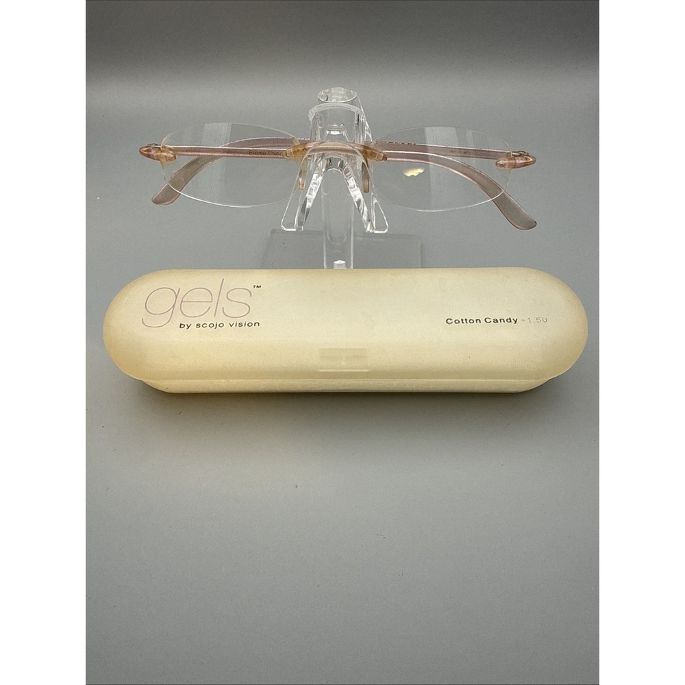 Scojo New York Gels Reading +1.50 Glasses Rimless Lightweight CottonCandy & Case